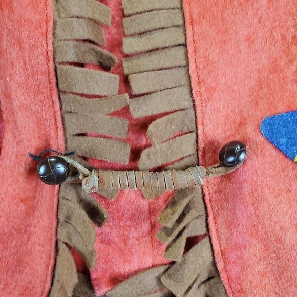 Vtg YMCA Y Indian Guides Vest Youth Medium Red Pow Wow Felt Fabric Prairi Kee KC - Picture 3 of 11